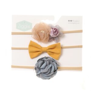 Grey & Mustard Hairbow Set
