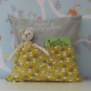 Grey & Mustard Flower Storytime Cushion