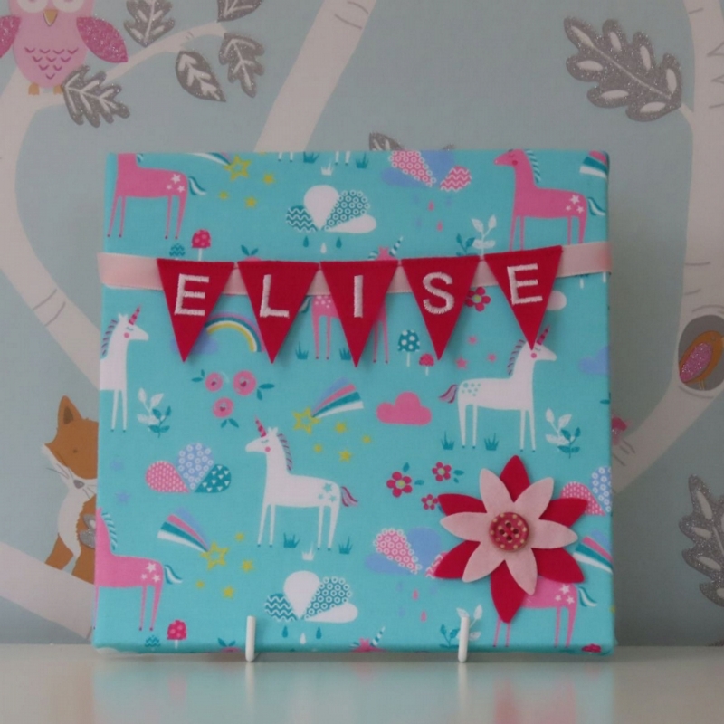 Unicorns on Teal Mini Bunting Board