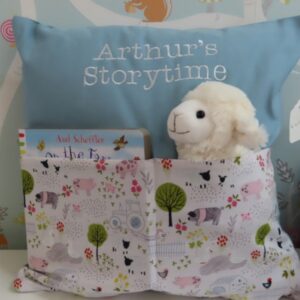 Farmyard Storytime Cushion (Blue)