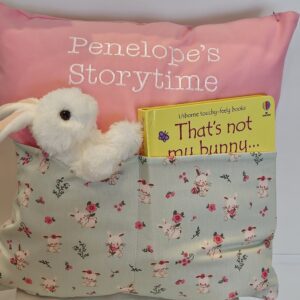 Rosebud Bunny (green) Storytime Cushion